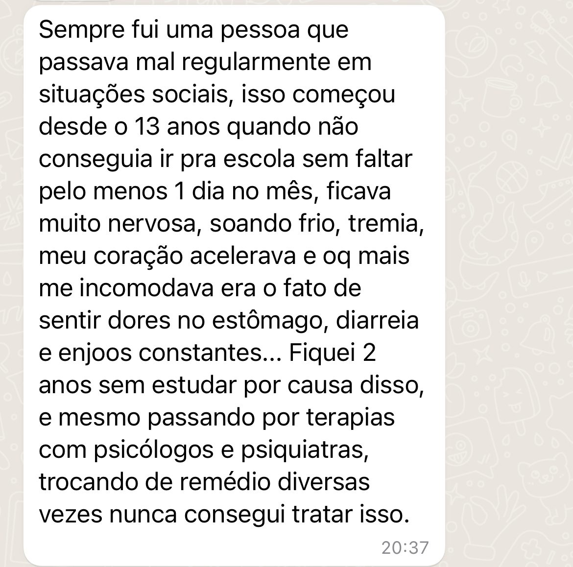Depoimento Hipnoterapia Ansiedade Social